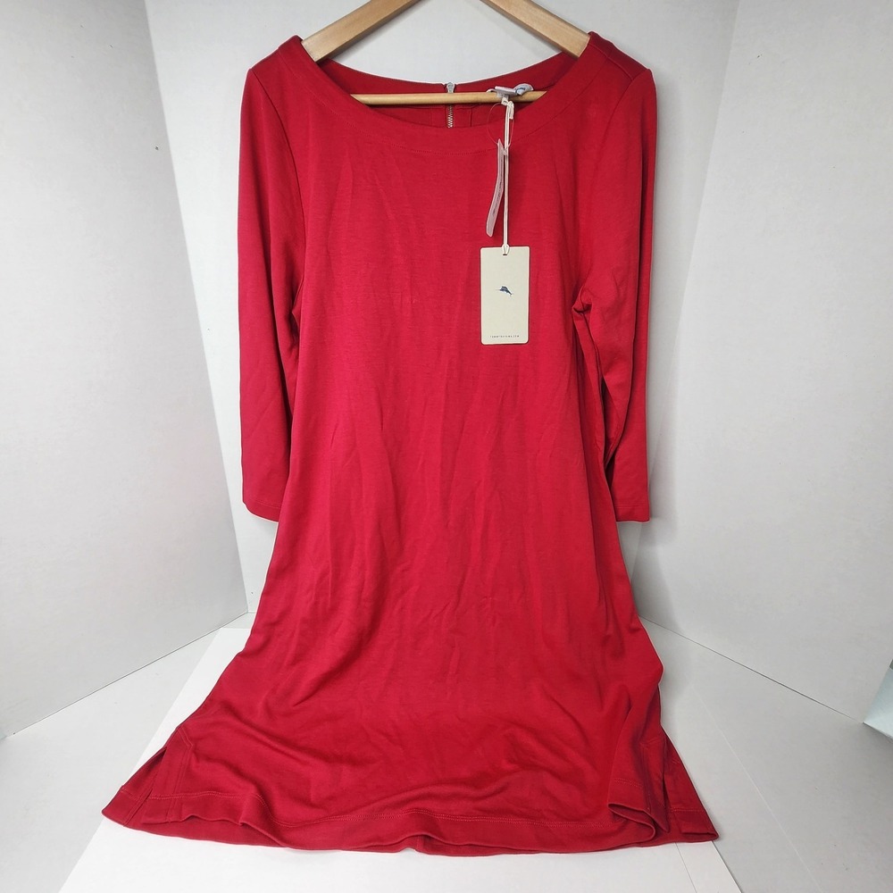 Tommy Bahama Women's Drapey Ponte 3/4 Sleeve Dress Jester Red NWT Size M